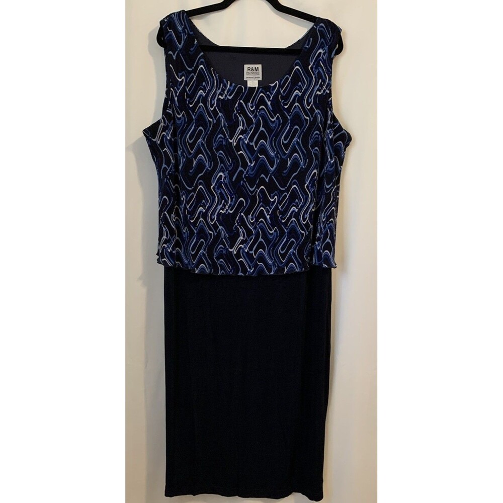 R&M Richards Womens Petite Size 20 WP Dress MIDI Sleeveless Blue
